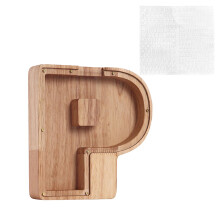 Houten spaarpot met alfabetletters en acrylvenster (1 stuk)