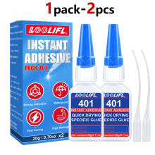 (NUEVO-401-20ml-1caja)LOOLIFL- pegamento súper plástico, unión en 10 segundos, resistente al agua, u