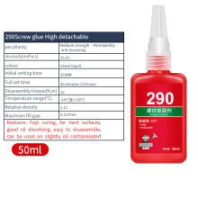 (290 (50 ml)) Adhesivo de alta resistencia para fijación de roscas, pegamento antiaflojamiento, sell