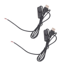 Practical USB Power Cable with Switches 2 Pin Bare-Black 1.5m
