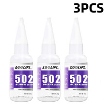 (C502-3Pcs-20Ml) Pegamento 502 - Adhesivo impermeable de secado rápido, apto para madera, plástico,
