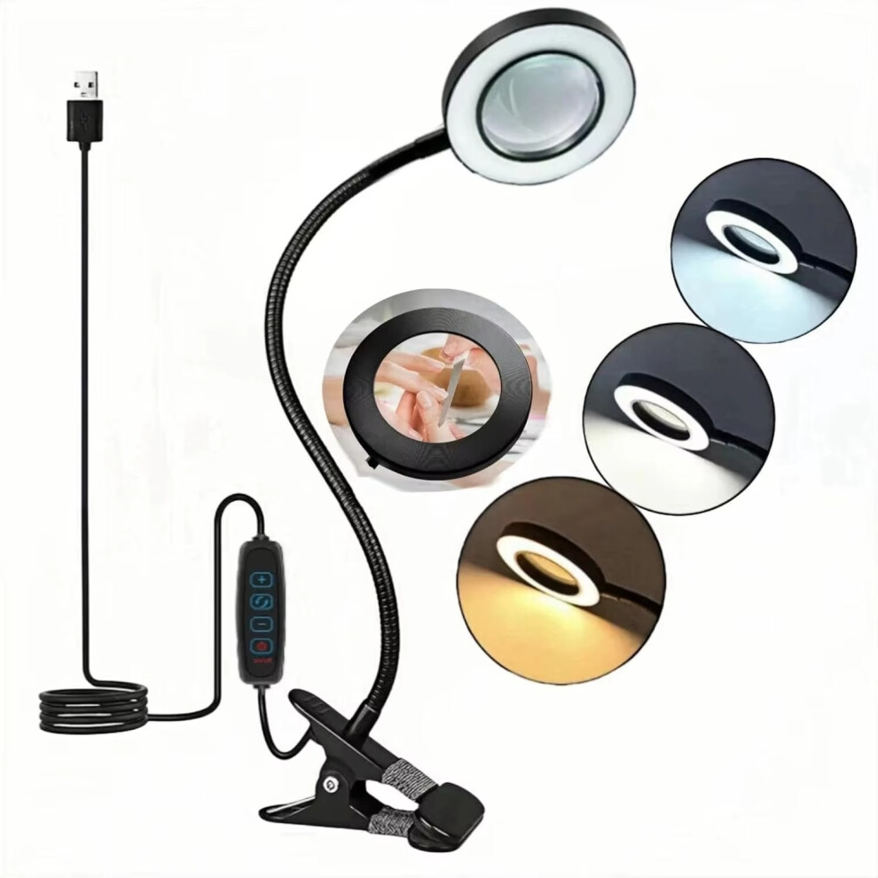 Light 5X Magnifying Desk Lamp Led Illuminated Magnifier 3 Colors Led Magnifying Glass For Soldering Iron Repair/Craft /Hobby /Nail