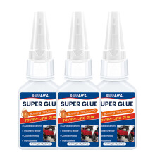 (WJD-20g-3pcs) LOOLIFL Adhesivo fuerte de cianoacrilato de 20 g - Secado rápido, alta adherencia, pa