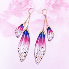Boucles d'oreilles papillon en cristal, élégantes, longues, dégradées, ailes.