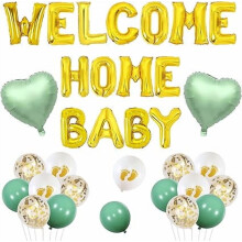 Salviagrönt Welcome Home Baby-ballongset