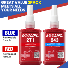 (243-271CP-50ml-2pc)LOOLIFL 243 271 Adhesivo para tornillos, pegamento anaeróbico, pegamento anti-af