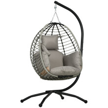 Single Rattan Hanging Egg Chair, with Seat Cushion