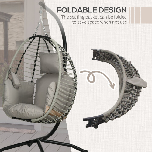 Single Rattan Hanging Egg Chair, with Seat Cushion 1