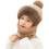 Gorro feminino de lã tricotada com cachecol e pompom. 1