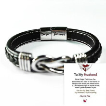 To My Son To My Grandson Bracelet,love You Forever Braided Leather Bracelet Men's Braided Leather Knot Bracelet OPO Lov you forever to my husband