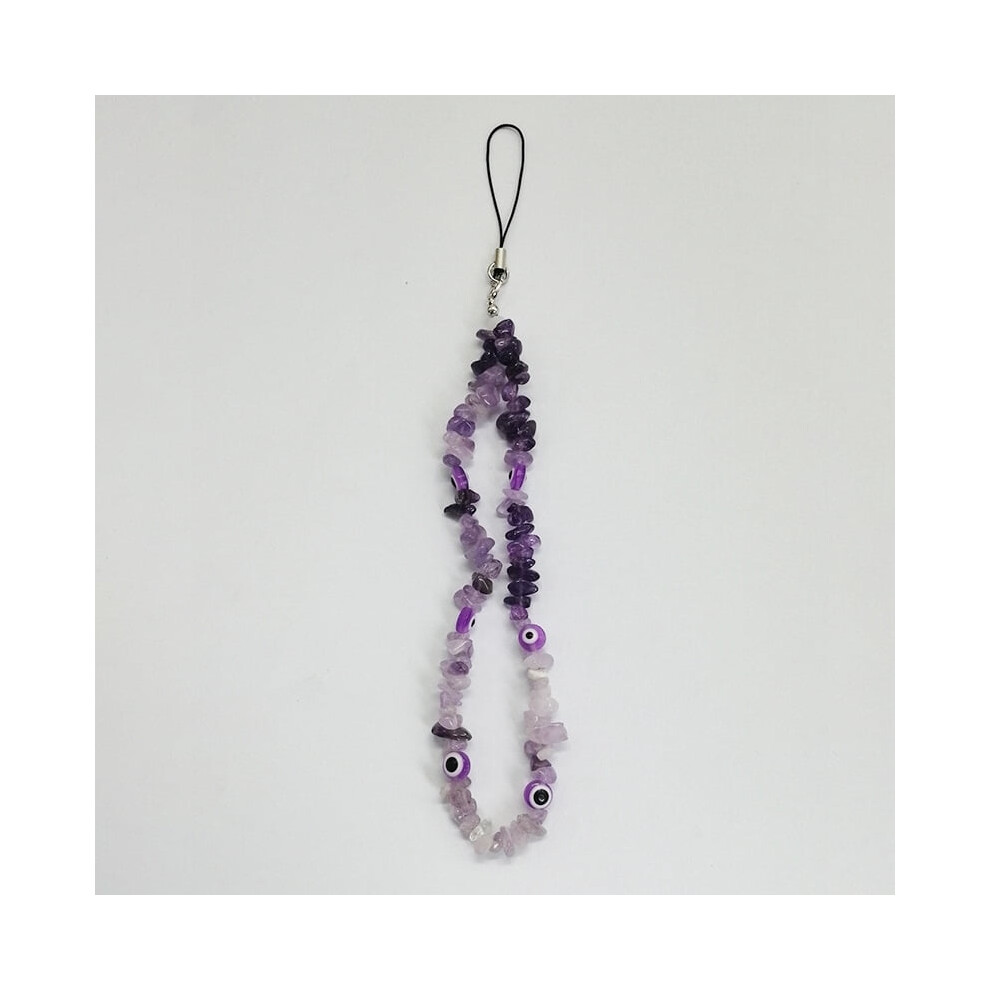 Amethyst Phone Chain With Evil Eye Charm And Stone Beads 9009879706991