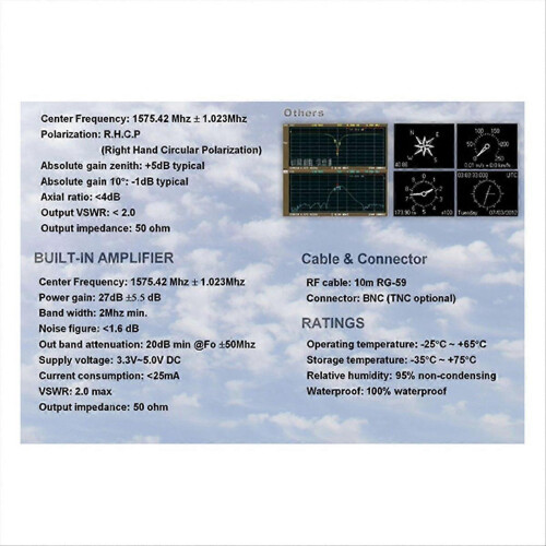 τεμάχιο κεραίας GPS HA-017 Κεραία GPS θαλάσσης με καλώδιο 10 μέτρων Καλώδιο σύνδεσης TN 1