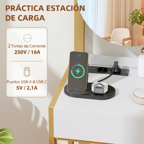 Homcom Tocador de Maquillaje Blanco 80 x 41.7 x 130 cm 1