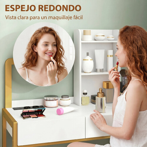 Homcom Tocador de Maquillaje Blanco 80 x 41.7 x 130 cm 2