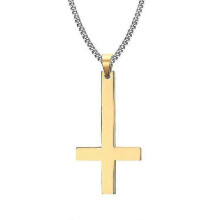 Roestvrijstalen ketting met omgekeerd kruis en bijpassende ketting.