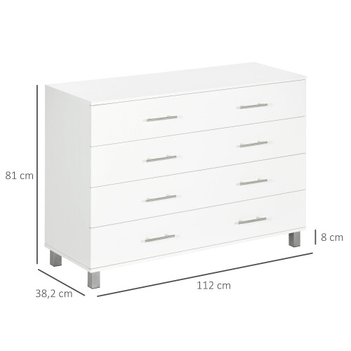 Homcom Cómoda con Cajone Blanco 112 x 38.2 x 81 cm 2