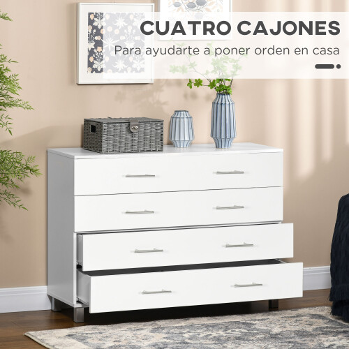 Homcom Cómoda con Cajone Blanco 112 x 38.2 x 81 cm 2