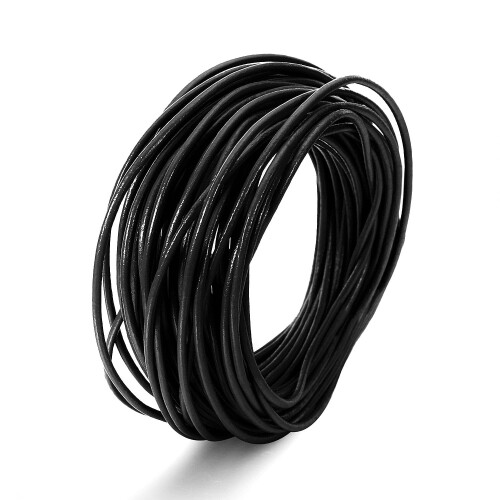 Ægte sort lædersnor 1,0 mm  10 m 2