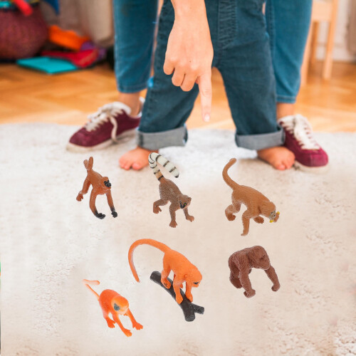 Macaco de brinquedo decorativo, modelo sólido com cauda longa, 6 peças 1