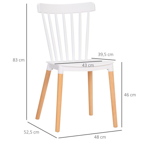 Homcom Sillas de Comedor Blanco 43 x 52.5 x 83 cm 2