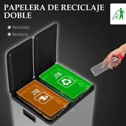 Homcom Cubo de Basura Gris 41.7 x 36.6 x 56.7 cm 1