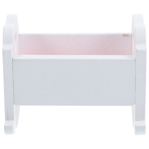 Fehér fa mini babaágy – 6,6x5,1x5,2 cm 2