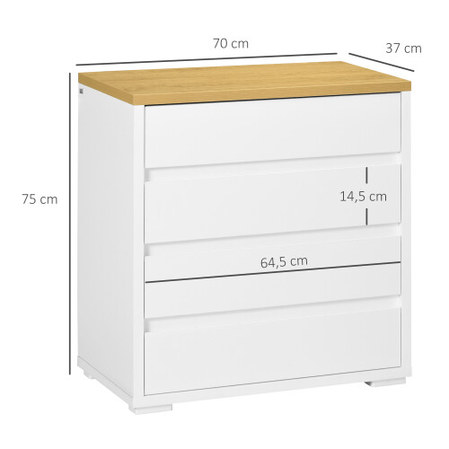 Homcom Cómoda con Cajone Blanco 70 x 37 x 75 cm 2
