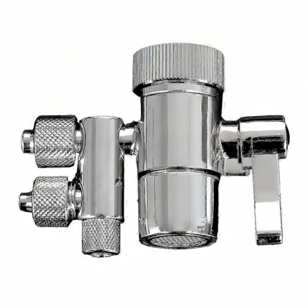 1/4 Inch Outer Diameter Chrome Plated Two-Way Faucet Overflow Valve For Countertop Water Filter, Water Purifier, Ro Reverse Osmosis Filter 9450876507072
