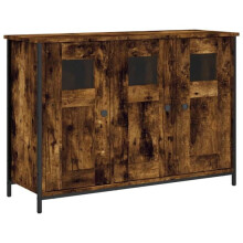 Buffet - HELLOSHOP26 - 100 x 35 x 70 cm - Carvalho fumado - Madeira de engenharia - Pés ajustáveis