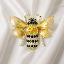 Bijenbroche, bijenspeld, vintage insectenspeld, koperen broche, cartoonbroche.