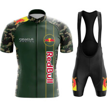 Conjunto de uniforme de ciclismo R-e-d B-u-l-l para hombre, camiseta profesional, ropa Tric_army gre
