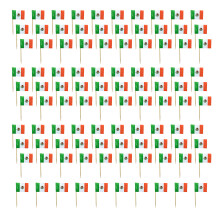 100Pcs Wooden Paper Toothpick Colorful National Flag-Mexico
