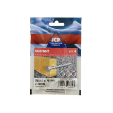 Jcp Fixings Ankerbolts Hexagon Head Bzp - 10/12 x 75mm - Bag of 4 - Box of 20