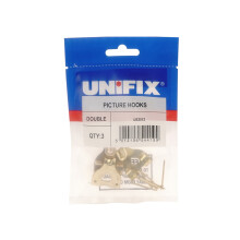 Unifix Picture Hooks Double, Bag of 3 - UB9TQPICHK/020 - Box of 15