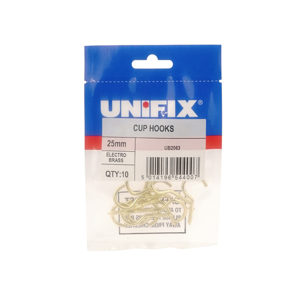 Unifix Cup Hooks Electro Brass - 25Mm - Ub9tqcuphkeb/005 - Box Of 50 5014196544007