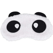 Mască de ochi drăguță cu panda, material respirabil din pluș, căptușită cu satin, confortabilă pentru întuneric complet