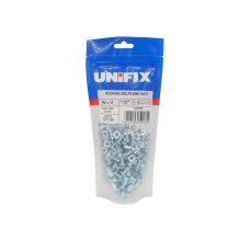 Unifix Mushroom Head Roofing Bolts & Nuts BZP M6 x 25 - Bag of 130 - Box of 650