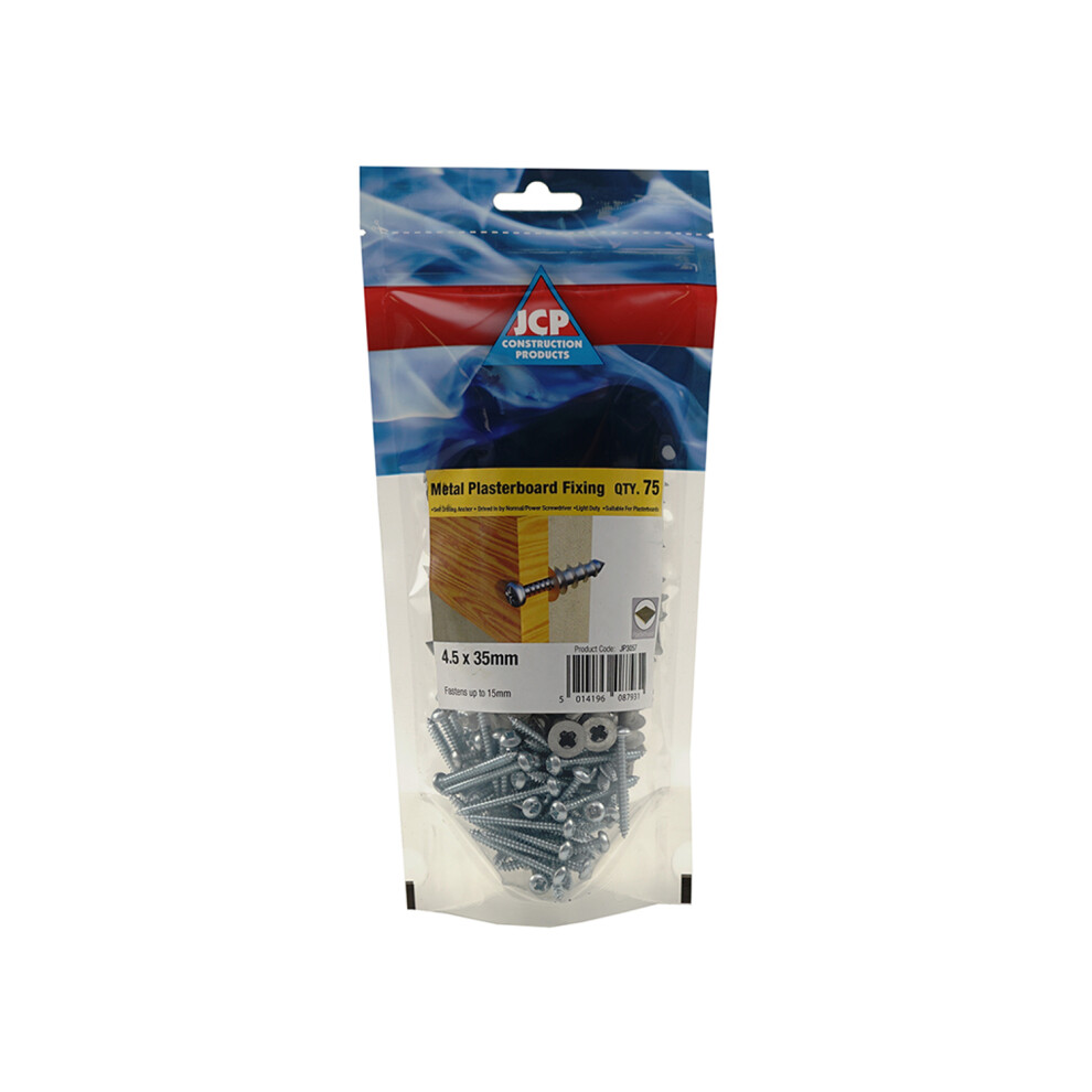 Jcp Fixings J-Plug Self-Drill Plasterboard Fixing - 4.5 X 35Mm Screw - Box Of 375 5014196087931