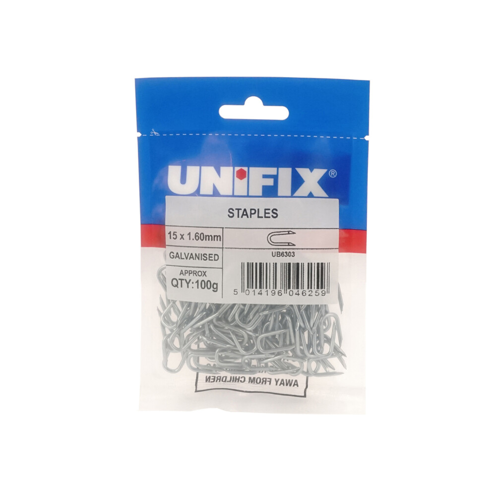 Unifix Galv Staples 20 X 2.00Mm - Ub9galvstap/010 - Box Of 5 5014196046266