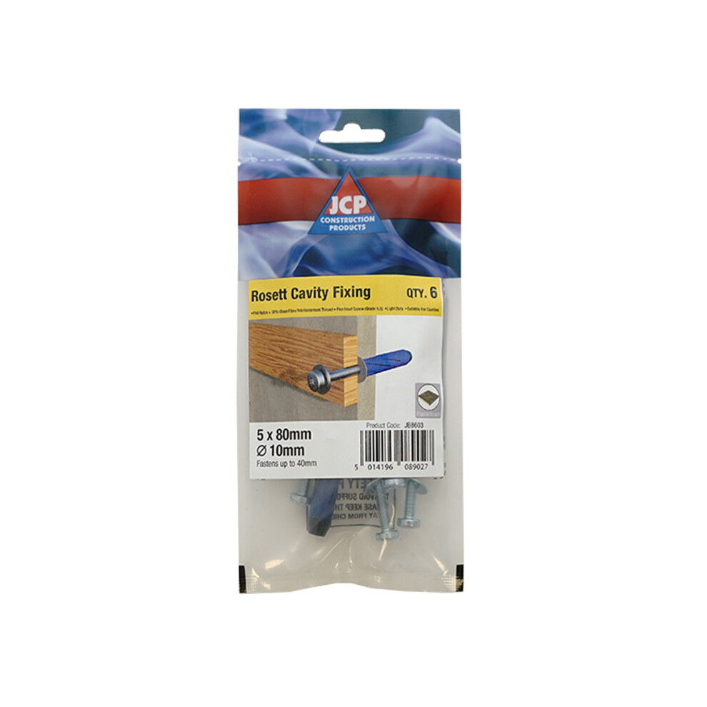 Jcp Fixings Rosett Cavity Fixings Blue - M5 X 55Mm - Bag Of 6 - Box Of 30 5014196089010