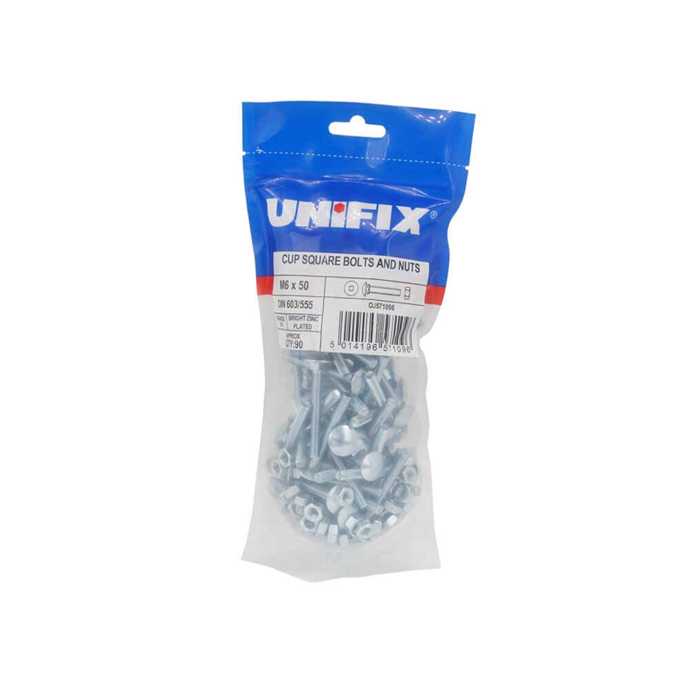 Unifix Grade 4.8 Cup Square Hex Bolts & Nuts M8 X 100 - Box Of 125 5014196540580