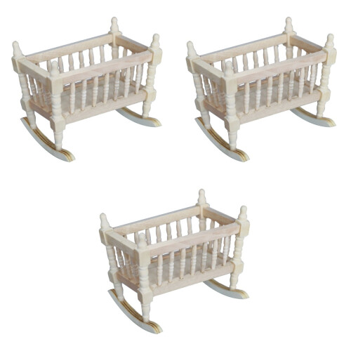 Mini-vuggedekorasjon i tre, sett med 3
