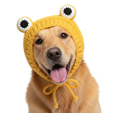 Washable Dog Holiday Hat Knitted Hat Weave Fabric Light-Yellow