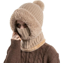 Knitted winter hat scarf mask set fleece lined