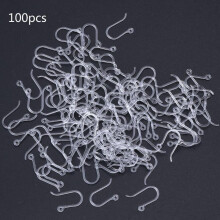 Crochets d'oreilles en plastique transparent – 100 pièces, hypoallergéniques