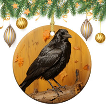 Vintage Crow Ornament Black Orange Christmas Tree Hanging