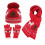 Conjunto de gorro, cachecol e luvas de Papai Noel tricotados 1