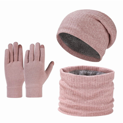 Ensemble bonnet d'hiver, écharpe et gants tactiles