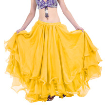 Professionele buikdansrok Drielaags chiffonstof-Gele A