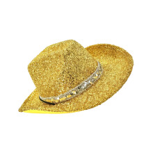 Chapeau occidental en poudre Ă paillettes scintillantes, avec-Or